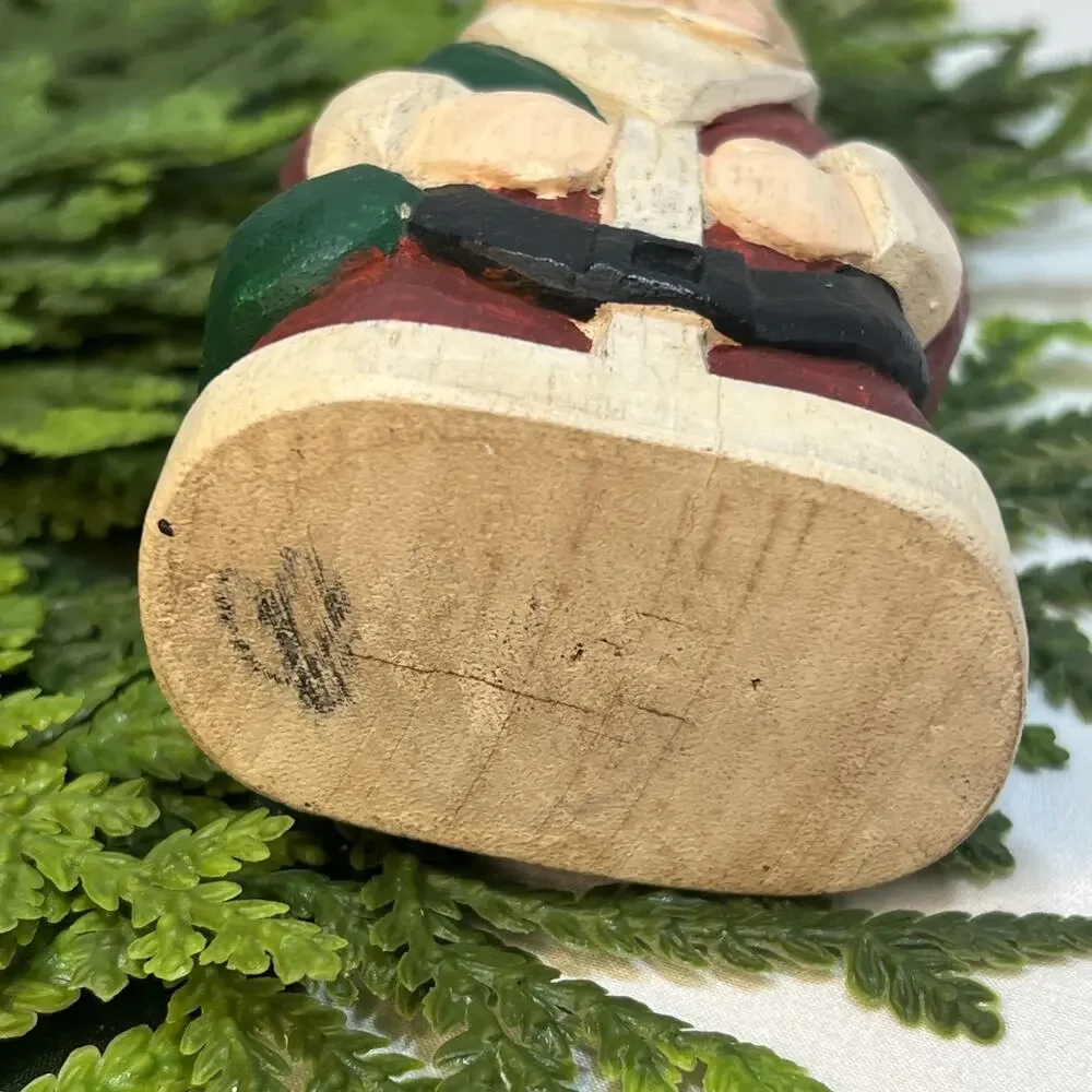 Hand Carved Painted Wood Santa By Ron Ransom Angelworks Folk Art Primitive